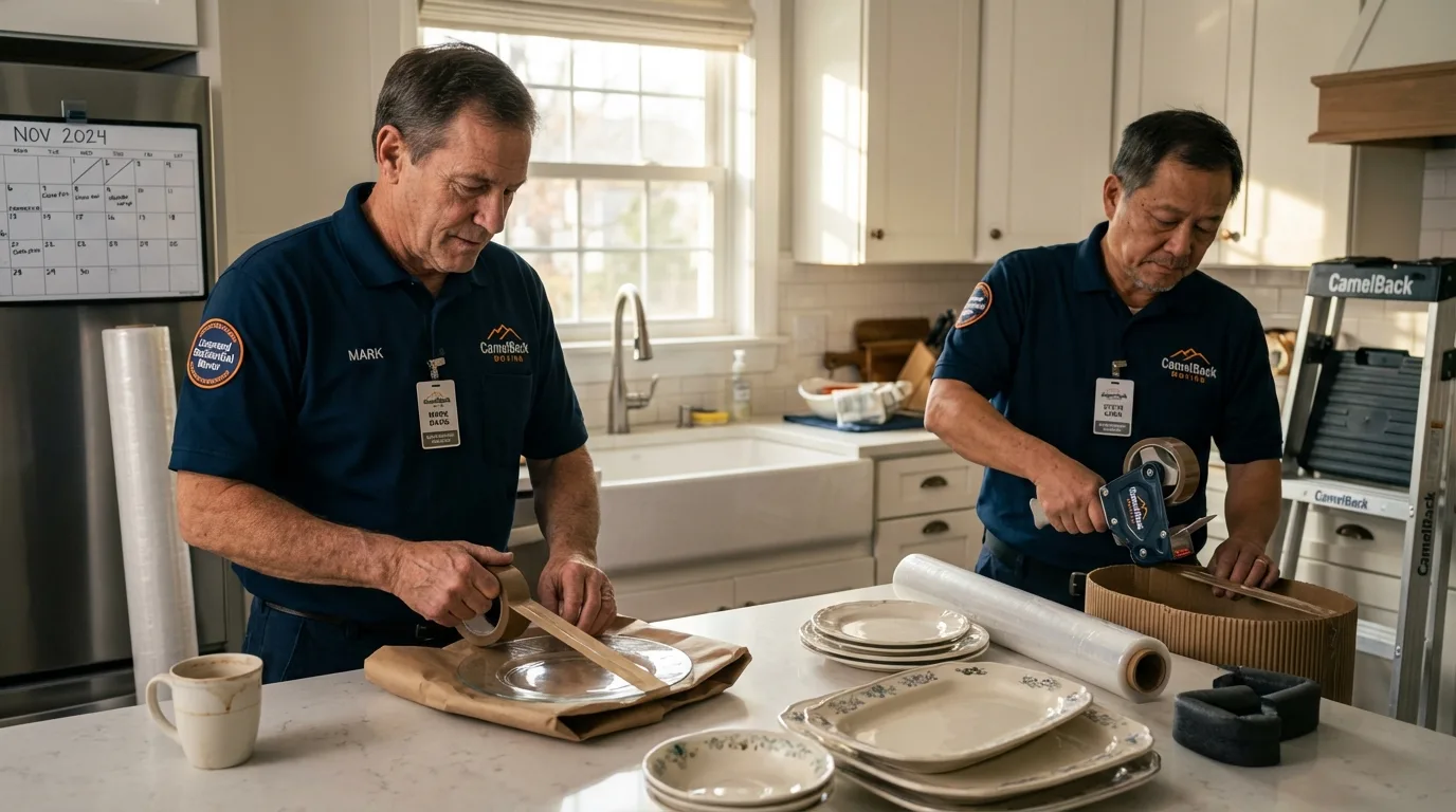 Professional crew packing kitchen dishware in Spokane, WA